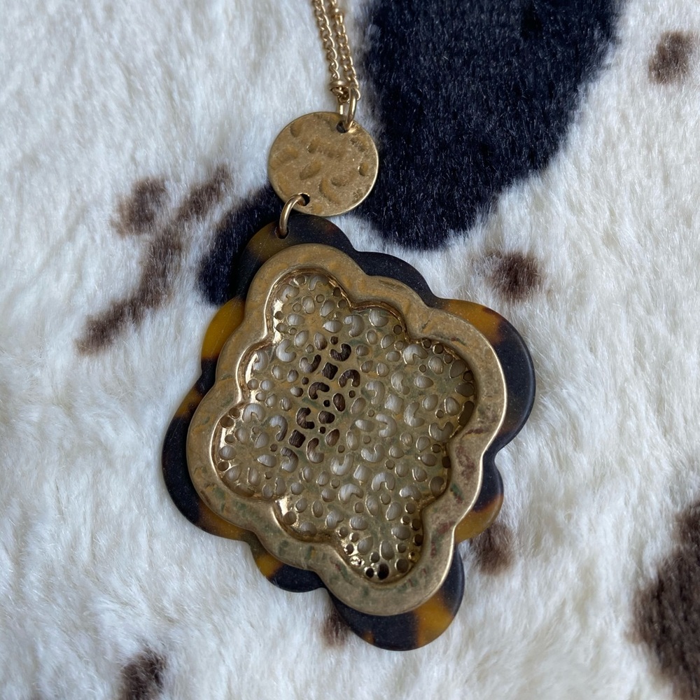Tortoise Shell Layered Gold Necklace